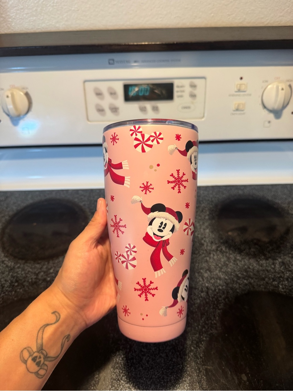 Pink Mickey Mouse Holiday Tumbler cup